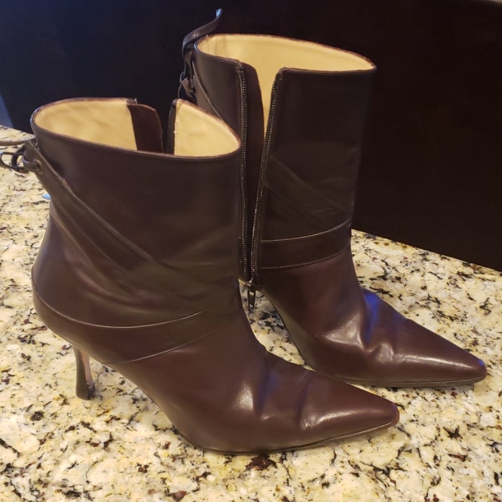 Manolo Blahnik brown leather boot